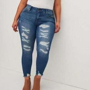 Torrid Distressed Blue Bombshell Skinny Jeans Size 22R